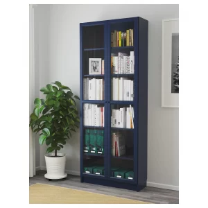 billy bookcase with glass doors dark blue 0507345 pe635073 s5