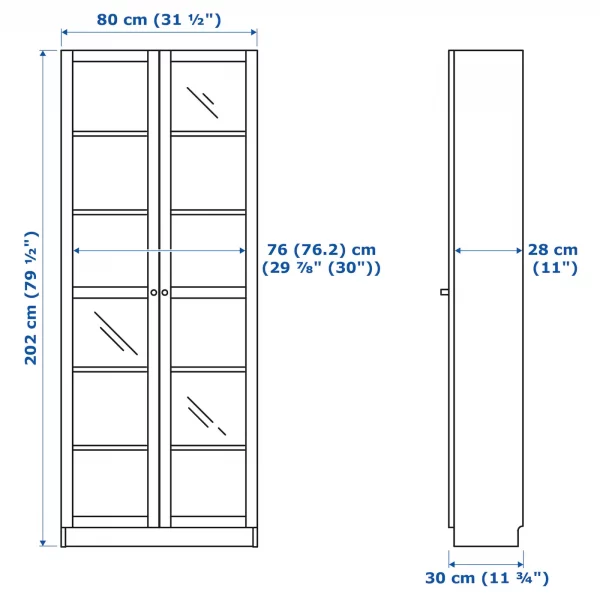 billy bookcase with glass doors dark blue 0543816 pe654771 s5
