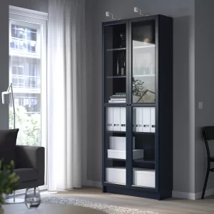 billy bookcase with glass doors dark blue 1051936 pe845817 s5